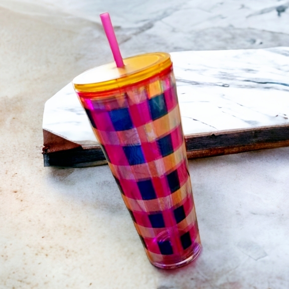 Starbucks 2023 Limited Edition Multi Color Plaid Tumbler 24oz NWT - Picture 5 of 5